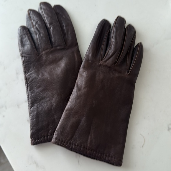Brown Leather Gloves Lined - Picture 1 of 5